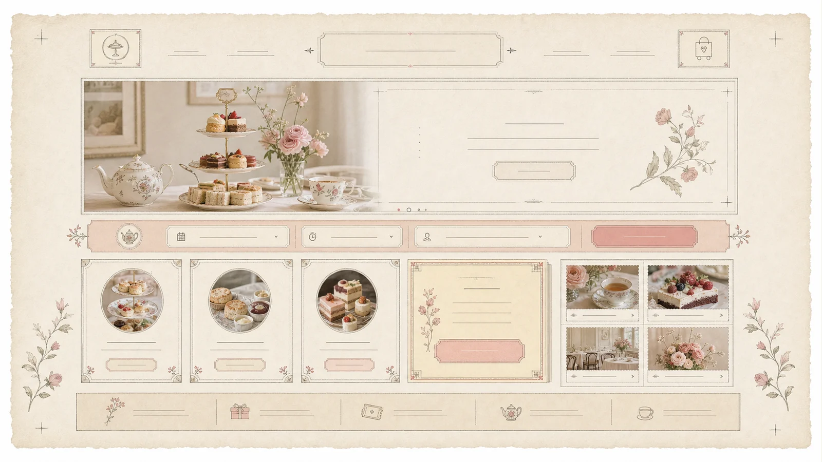 Tea-room homepage template preview for Afternoon Tea Salon website-kit galleries