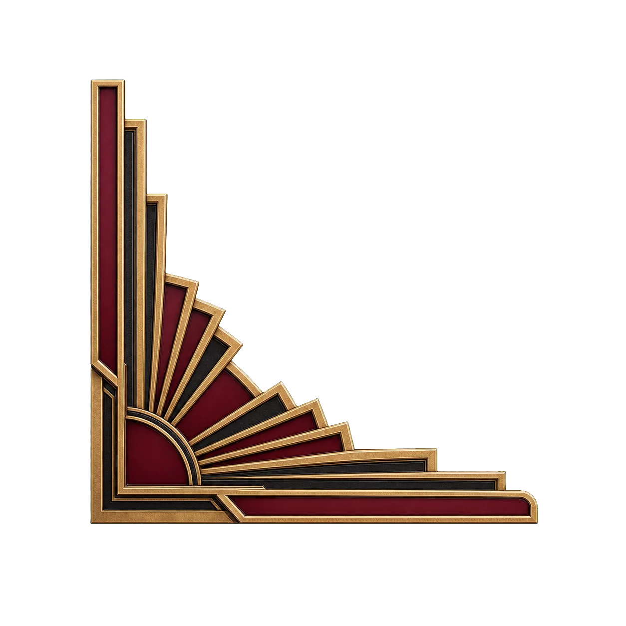Arc Deco stepped brass corner ornament for panel frames
