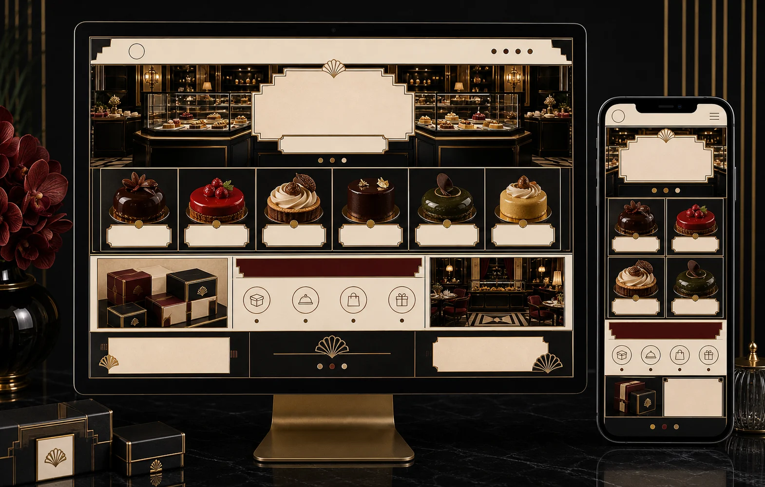 Desktop and mobile responsive preview for premium patisserie retail website