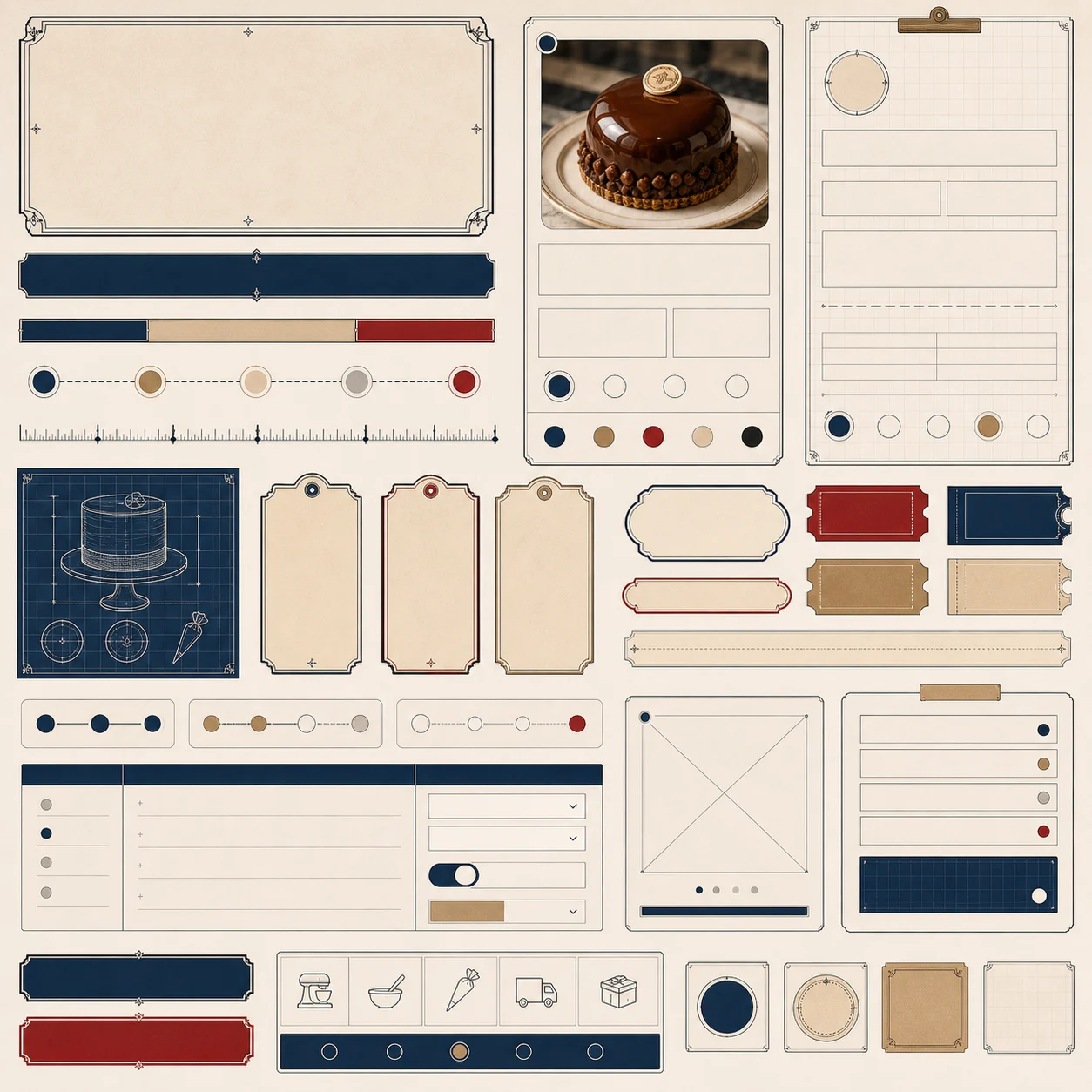Component sheet for order forms, status modules, and product cards