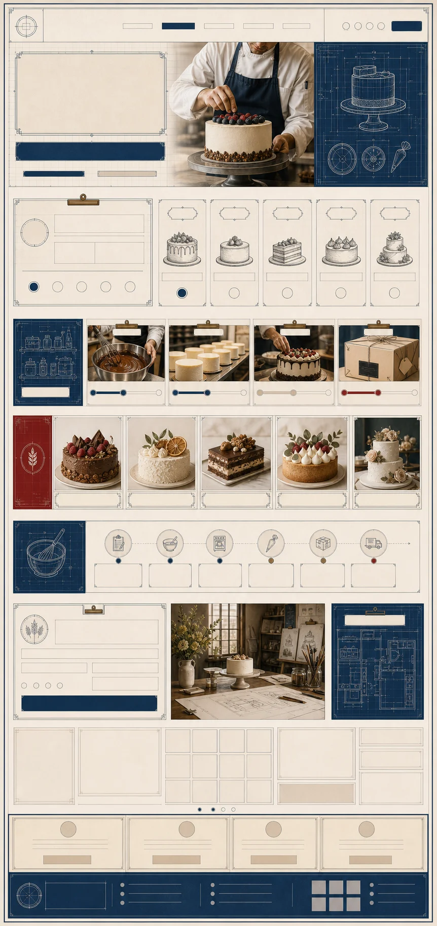 Full landing page template preview for Atelier Blueprint website kit