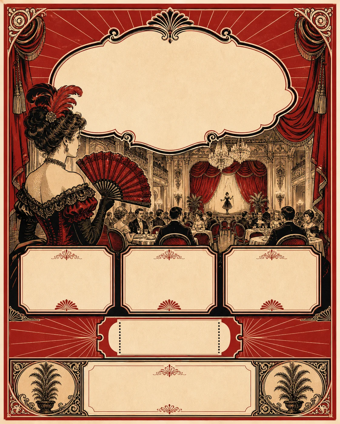 Vertical campaign poster image for theatre supper menu launch marketing surfaces