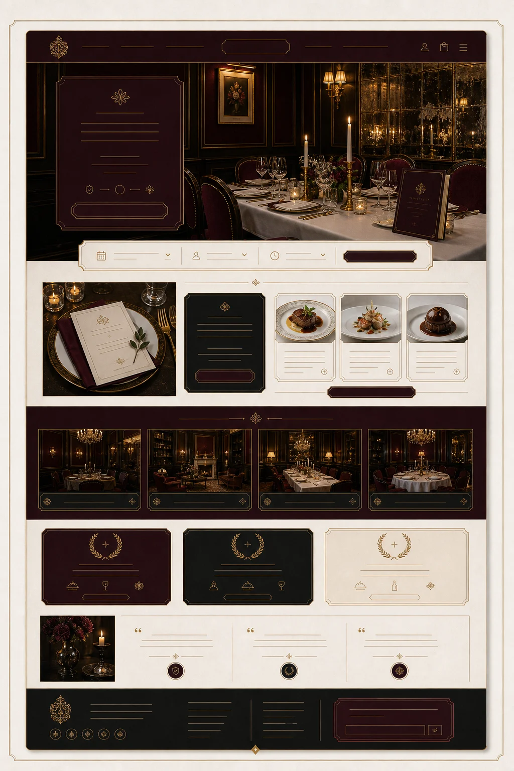 Burgundy Gilded Salon private dining full-page template preview