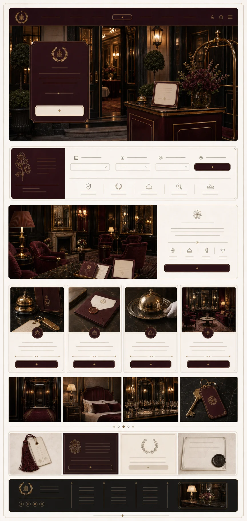 Burgundy Gilded Salon boutique hotel lounge and ceremonial booking template preview