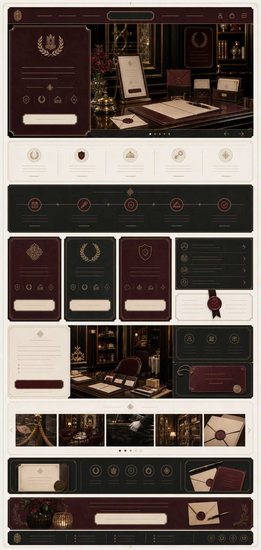 Burgundy Gilded Salon premium members club and hosted-service template preview