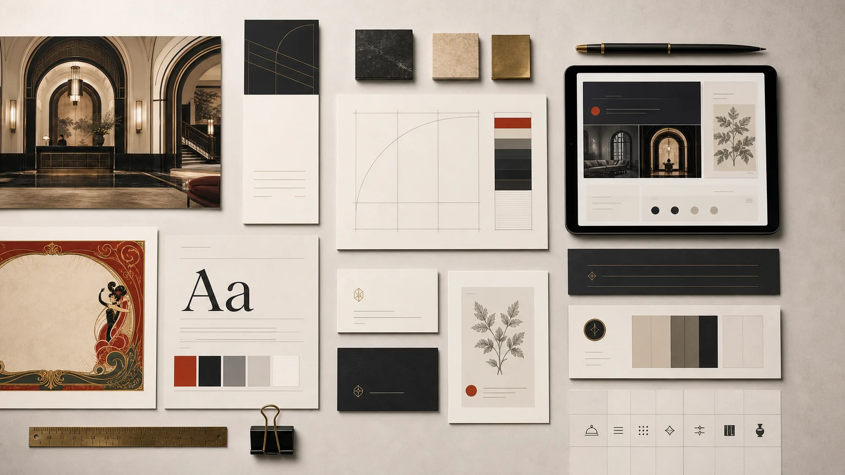 Modern classic system surface used as modern patisserie editorial preview