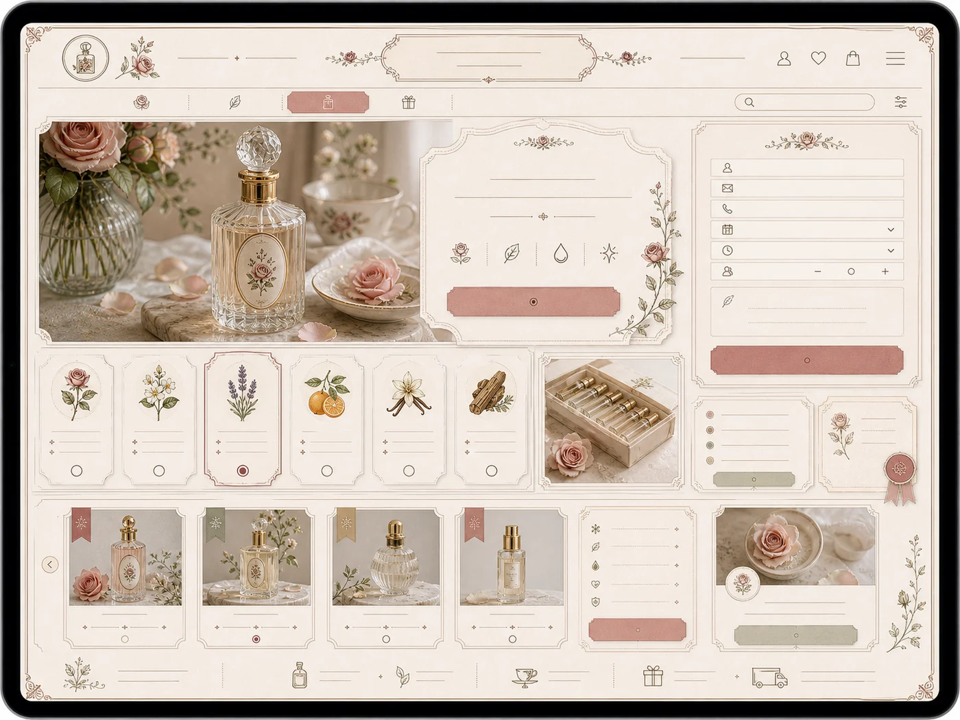 Tablet responsive perfume consultation preview for Rose Parlour Atelier
