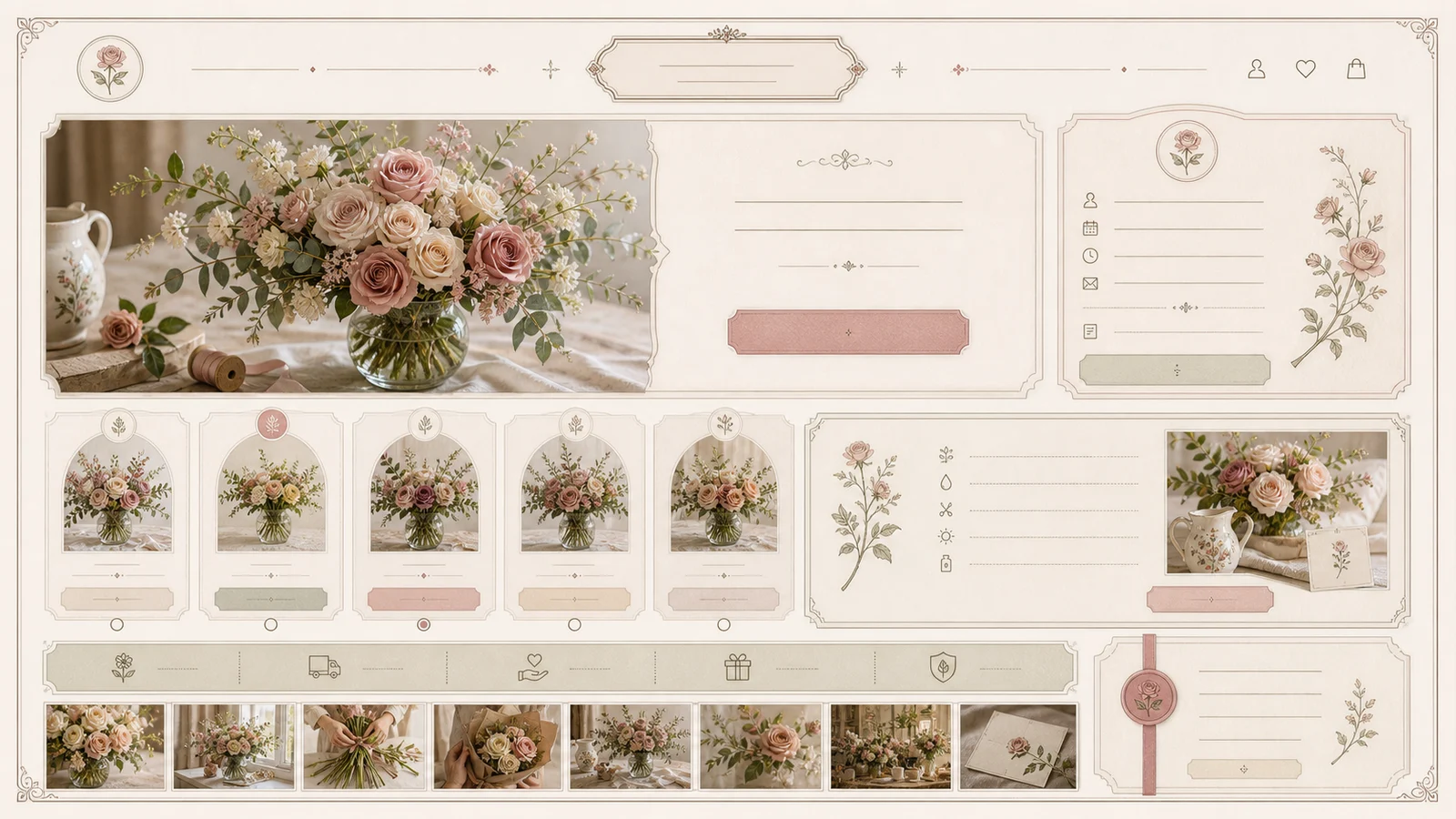 Florist studio homepage template preview for Rose Parlour Atelier website-kit galleries