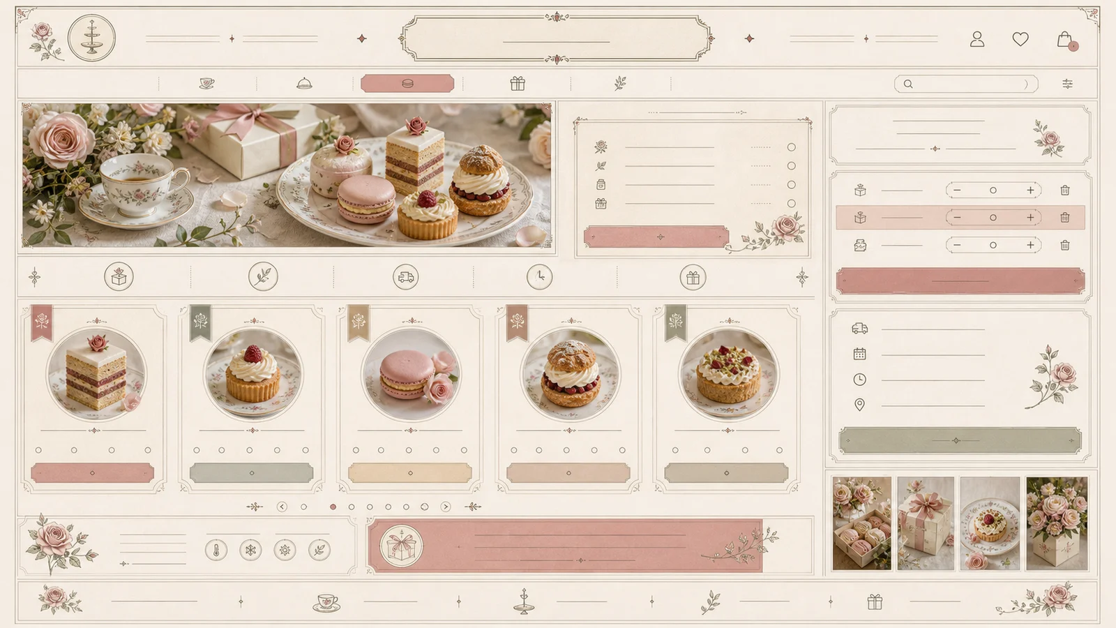 Rose pastry atelier product-order template preview for Rose Parlour Atelier website-kit galleries