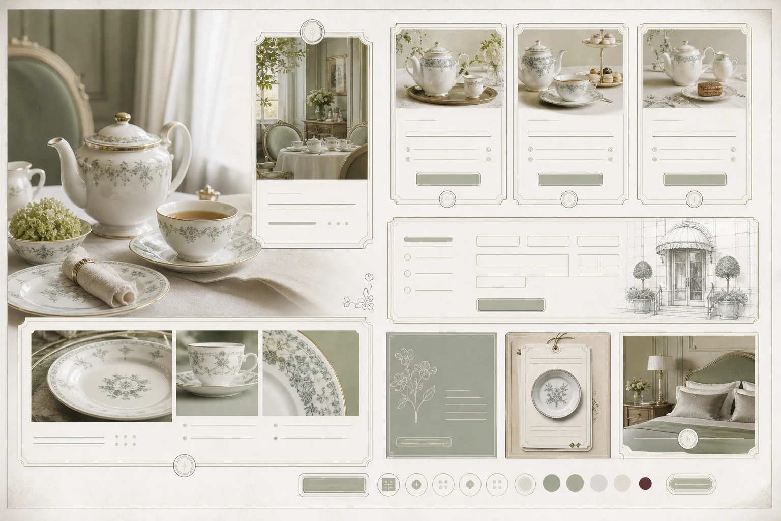 Sage & Porcelain Maison hospitality reservation and service-menu campaign preview