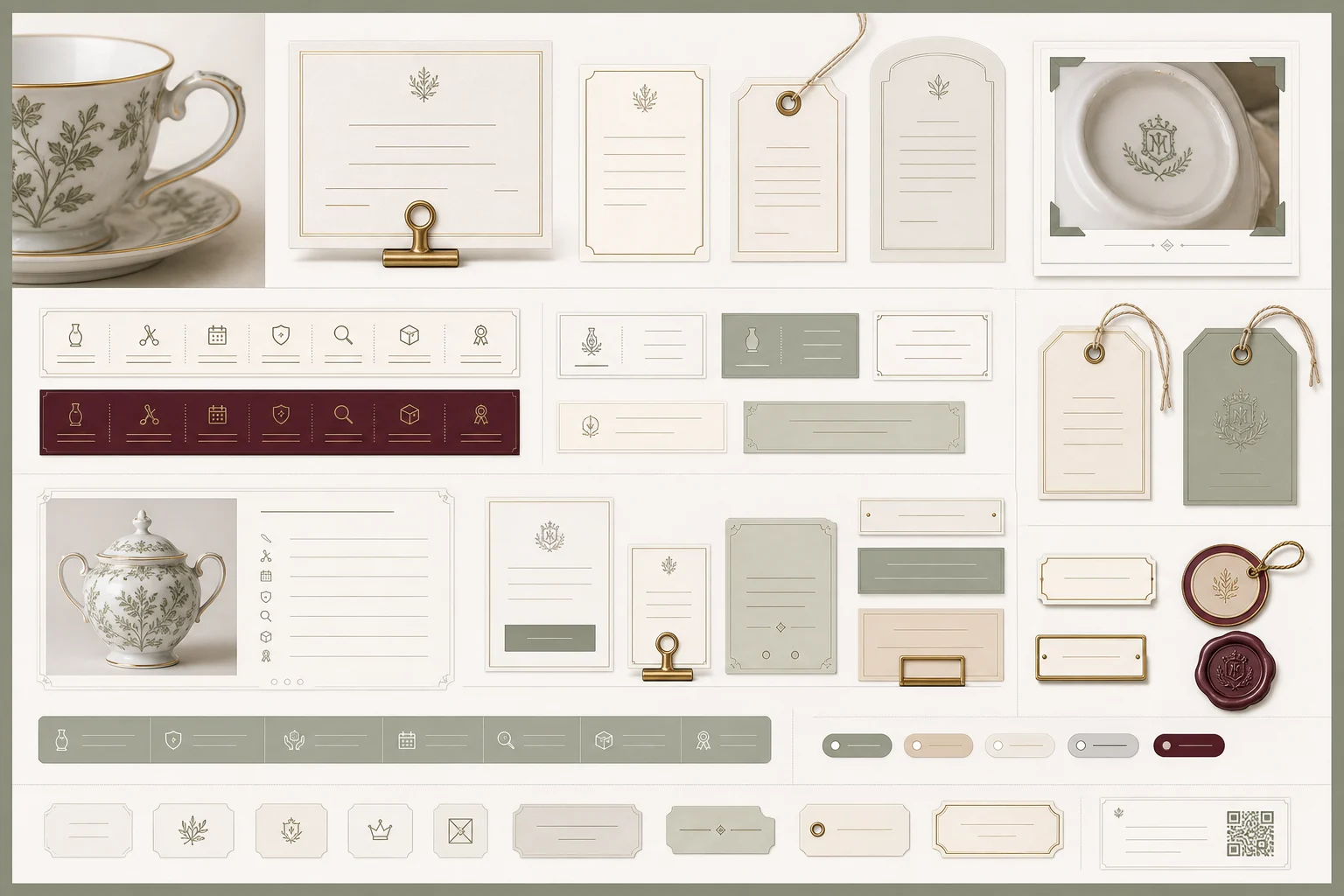 Sage & Porcelain Maison object labels and provenance component detail