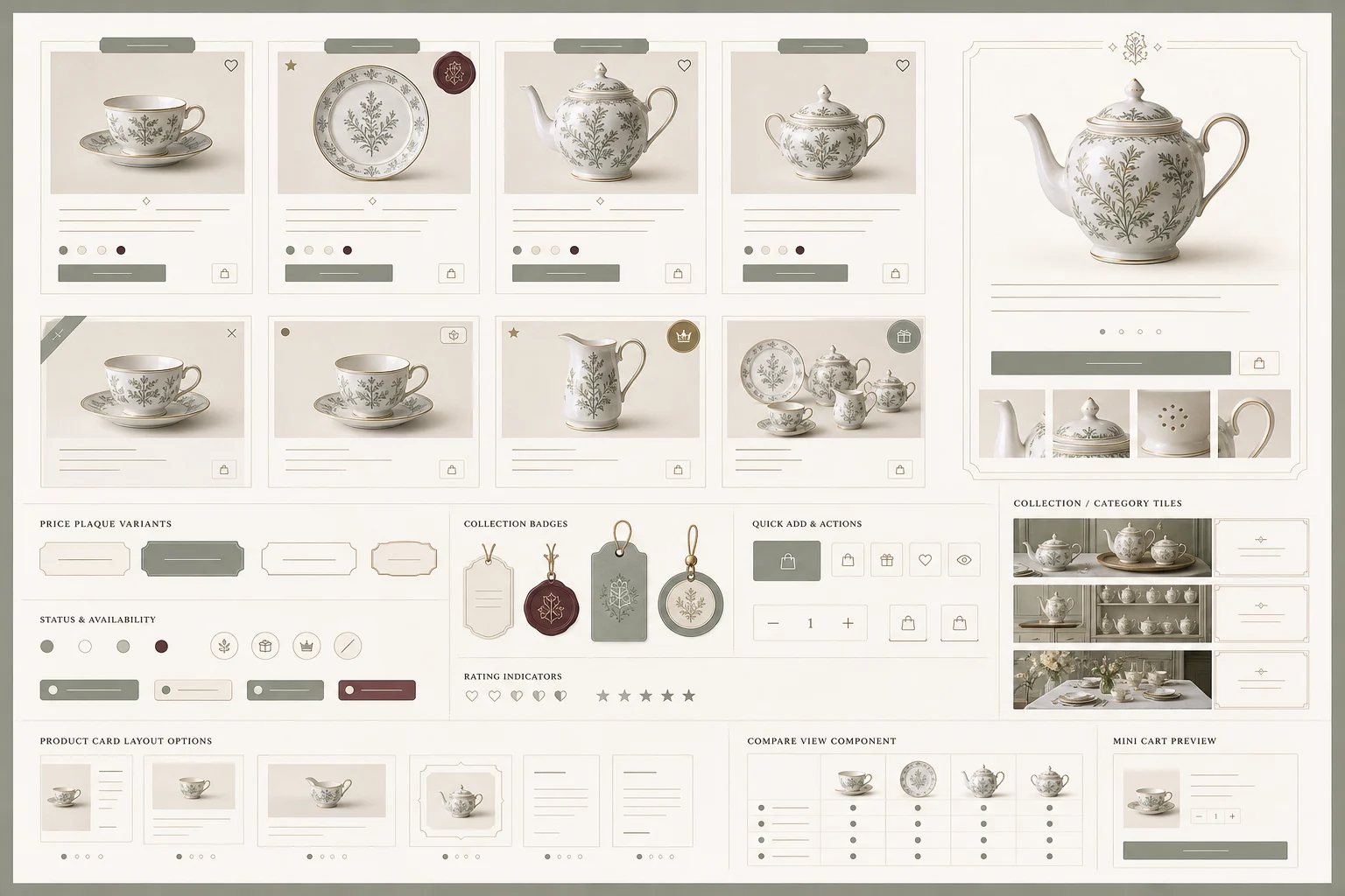 Sage & Porcelain Maison product card and price plaque component detail