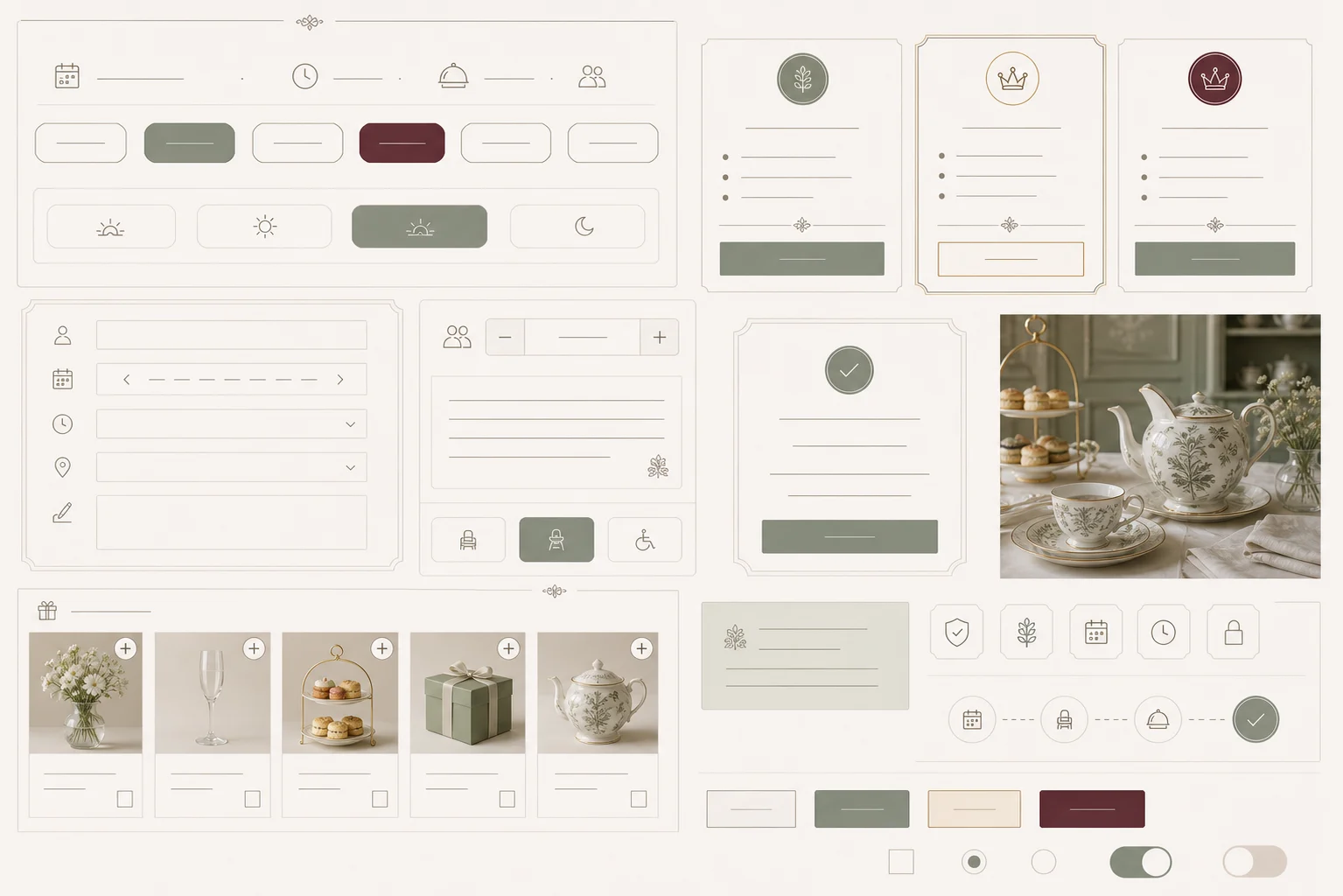 Sage & Porcelain Maison booking form and service selector component detail