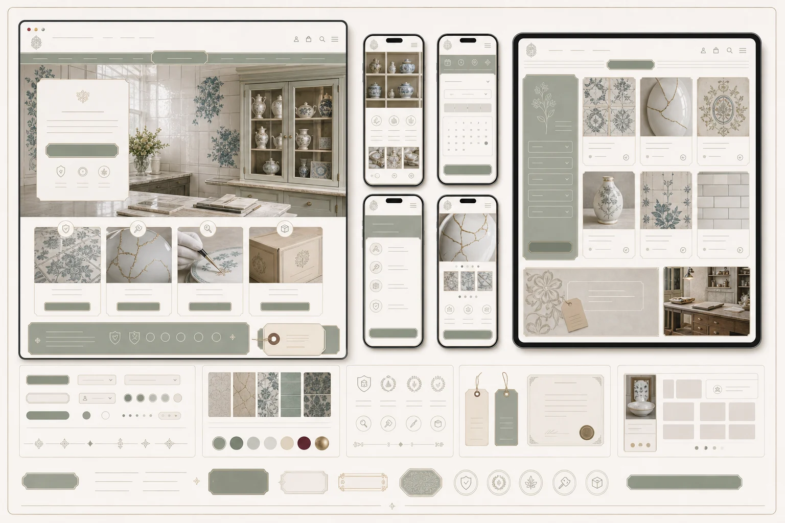 Sage & Porcelain Maison ceramic interiors, archive, and restoration responsive preview
