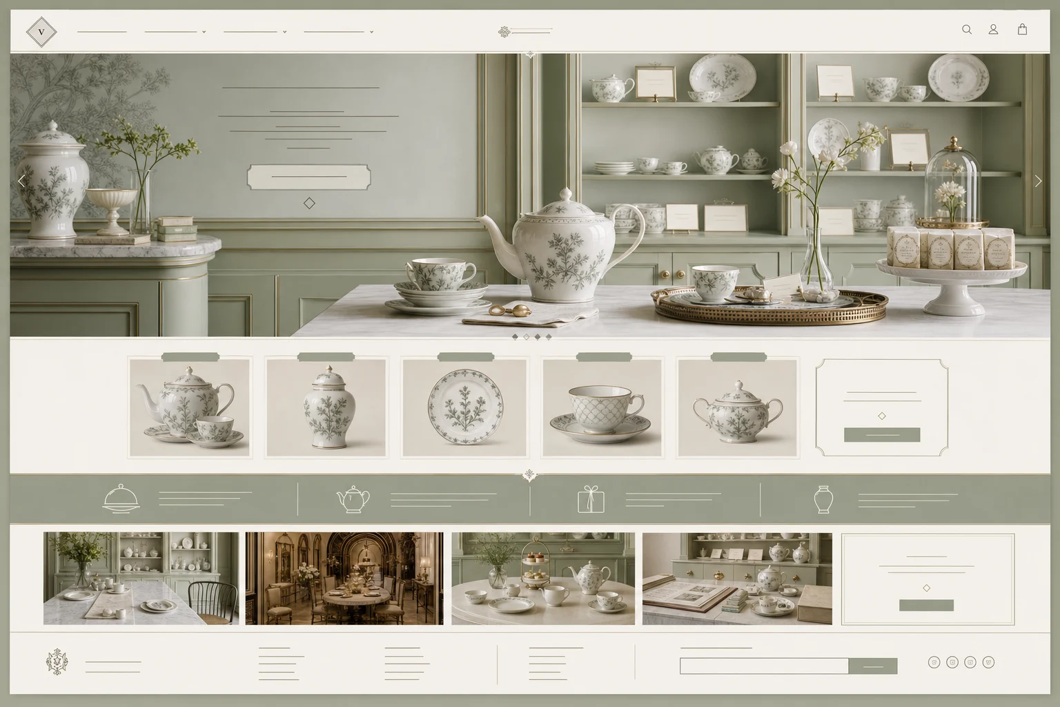 Sage & Porcelain Maison homepage template preview
