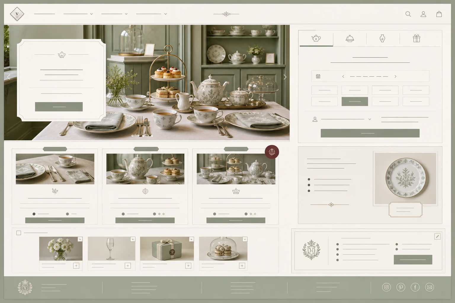 Sage & Porcelain Maison booking and reservation template preview