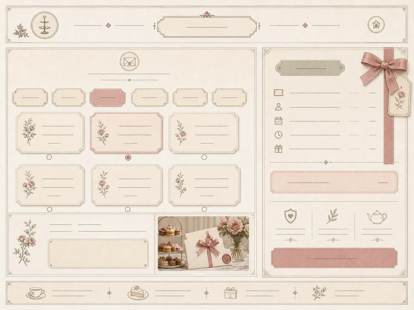 Gift voucher selector and checkout summary component detail for Afternoon Tea Salon UI documentation