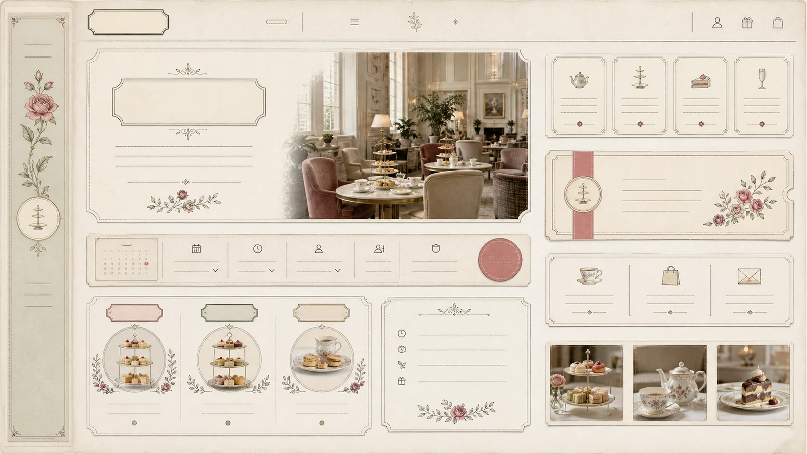 Hotel lounge afternoon-tea booking template preview for Afternoon Tea Salon website-kit galleries