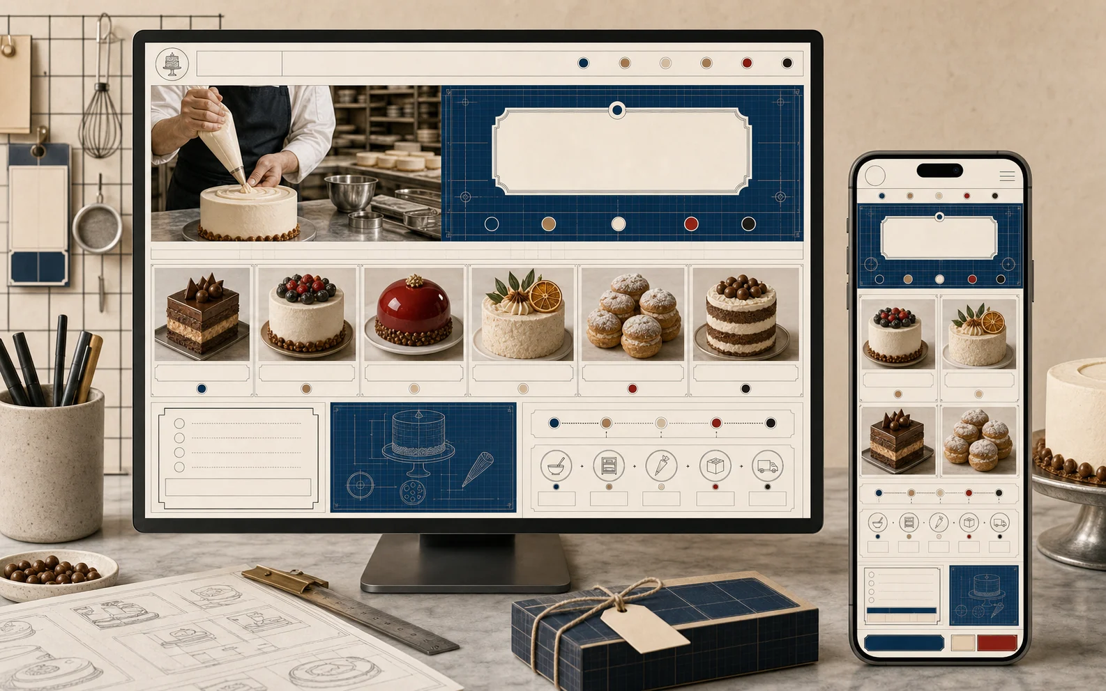 Desktop and mobile responsive preview for Atelier Blueprint website
