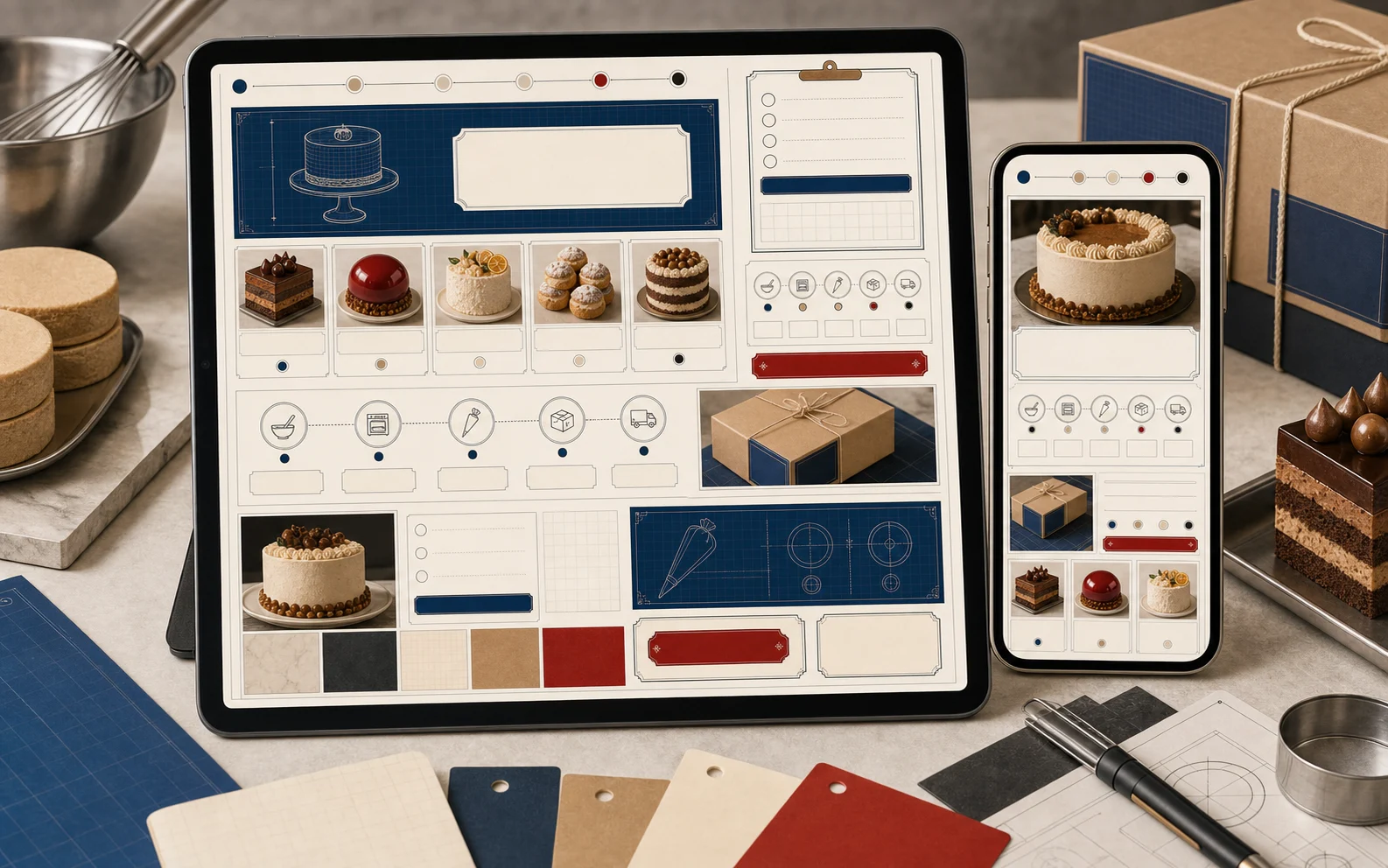 Tablet and phone responsive preview for made-to-order request and production tracking pages