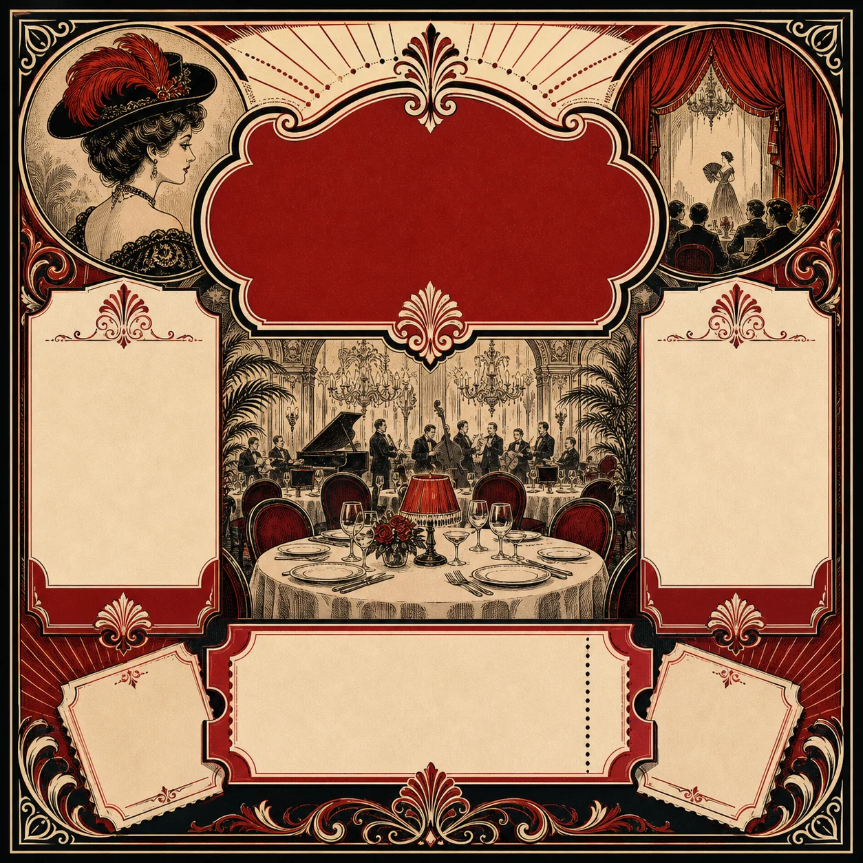 Square social launch card for theatre cafe menu campaign