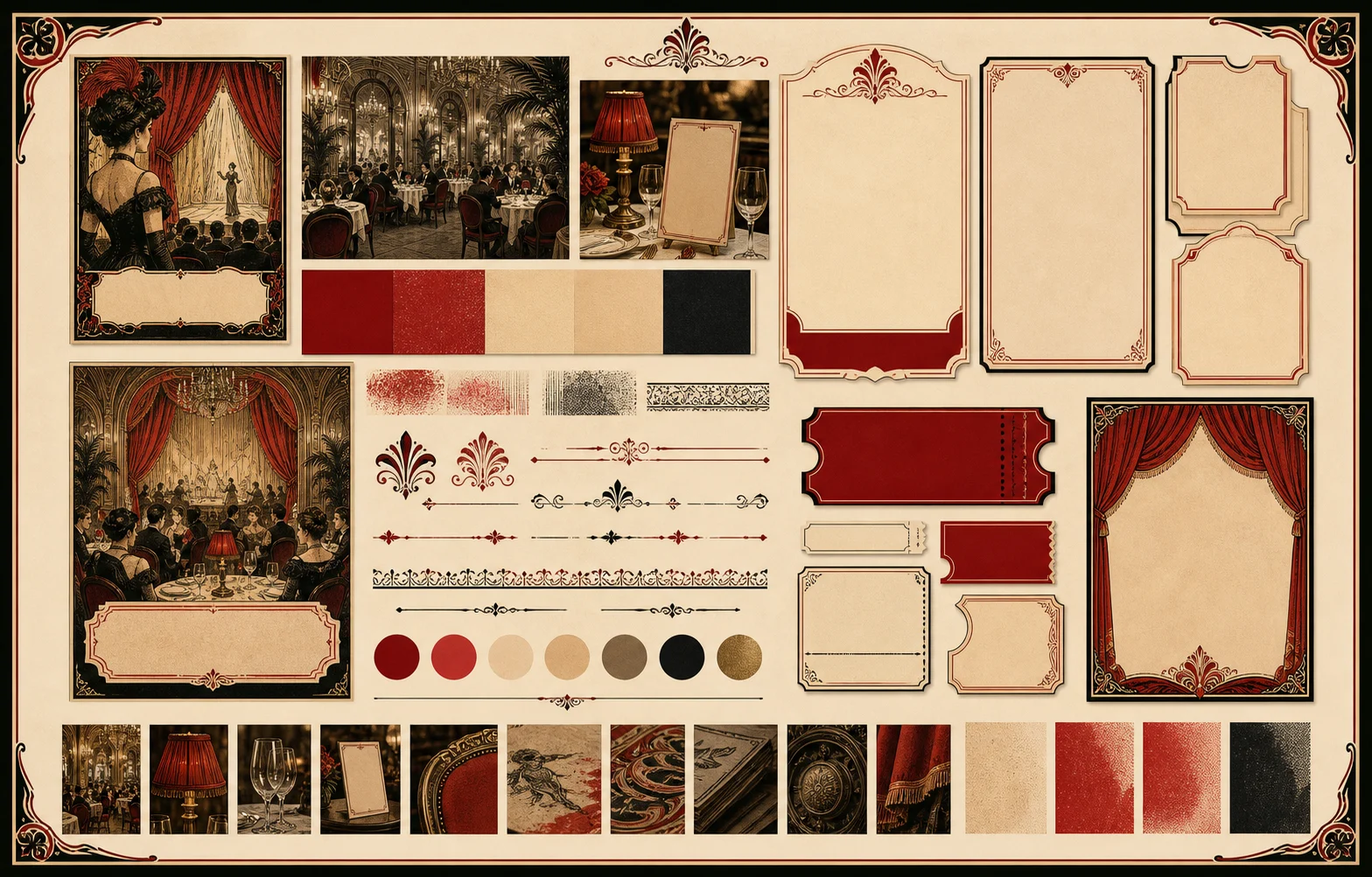 Curated Belle Epoque Menu Card material, hierarchy, and campaign atmosphere plate for visual library review